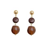 Pendientes de gota retro marrón y dorado para mujer, joyería de resina gruesa