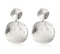 Pendientes de gota vintage con diseño de disco dorado con textura bohemia y círculo redondo martillado, joyería para mujer, Metal