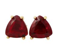 Pendientes de granate natural de en plata de ley 925 bañada en oro | Pendientes con forma de trillón, estilo minimalista para mujer | LK_VSTD_0334