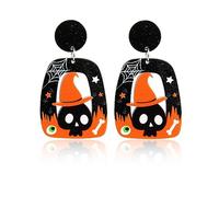 Pendientes de Halloween para mujer, aretes colgantes de calabaza, bruja, gato, fantasma, aretes espeluznantes, aretes góticos espeluznantes, accesorios de Halloween para mujer, joyería de calabaza