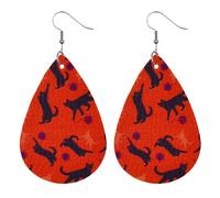 Pendientes de Halloween Pendientes de Halloween naranja (1 par de pendientes con estampado de gato rojo y negro) La moda es tratada