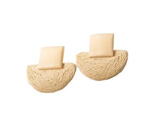 Pendientes de hierba de sisal natural para artesanos, diseño artesanal, finos y hipoalergénicos, para mujer, aretes finos para todos los días, semicircle, como se describe, como se describe