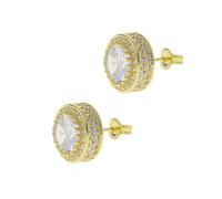 Pendientes de hip-hop de oro de 14k: pernos de moissanite totalmente tachonados para hombres. Un regalo audaz para el hombre que ama brillar, regalo del Día del Padre