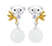 Pendientes de hoja de koala de plata S925, pendientes de jade con temperamento antiguo de estilo palaciego para mujer