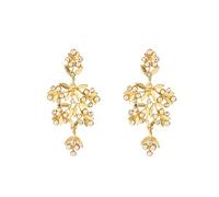Pendientes de hoja hueca con incrustaciones ligeras de estilo palaciego europeo y americano, pendientes de temperamento largo para mujer