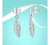 Pendientes de hojas de plumas para mujeres Pendientes de tachuelas Día de la Madre
