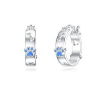 Pendientes de huellas de perro, plata de ley 925, pendientes de ópalo, pendientes hipoalergénicos, pendientes de patas, joyas regalos para mujer, Standard, Plata de ley Ópalo, Ópalo