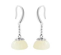 Pendientes de jade de plata S925 con temperamento de estilo chino con gancho para la oreja de loto