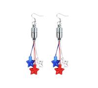 Pendientes de joyería de Estados Unidos del 4 de julio con bombillas LED iluminadas, aretes colgantes de EE. UU. centelleantes para mujer, fiestas, veteranos, día conmemorativo, accesorios de cuero