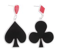 Pendientes de Juego de Cartas Rojos para Mujer, Diseño Único