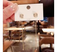 Pendientes de la cadena de cristal de la arco de circón brillante femenina Joyería de boda regalos de cumpleaños