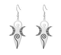 Pendientes de la diosa celta de la fertilidad Espiral Triple luna Diosa pagana Wicca Amuleto mágico Joyería religiosa Regalo para mujeres Mamá (plata)