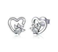 Pendientes de la pata de cristal azul para la forma del corazón de la oreja de la huella de joyas