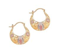 Pendientes de la Virgen de Guadalupe, aretes de Nuestra Señora de Guadalupe, aretes de cesta de flores de la Virgen María, joyería religiosa, regalos para mujer