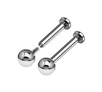 Pendientes de labret de acero quirúrgico con rosca interna, 16 g, 1,2 mm, bola de 3 mm, Marilyn Monroe Tragus, piercing de joyería tamaño, E:2PCS-16g-8mm,10mm-3mmBall, Acero inoxidable, Sin gemas.