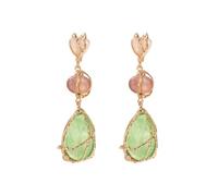 Pendientes de lágrima bohemios, aleación de acetato multicolor, diseño irregular empalmado, Uniform code, Metal, Sin piedras preciosas