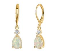 Pendientes de lágrima chapados en color elegante que añaden un toque bohemio a tu atuendo, aretes colgantes de aleación de ópalos de fuego con piedra de oro rosa a la moda, as description, Plástico