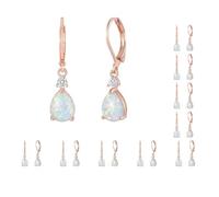 Pendientes de lágrima chapados en color elegante que añaden un toque bohemio a tu atuendo, aretes colgantes de aleación de ópalos de fuego con piedra de oro rosa a la moda, as description, Plástico,