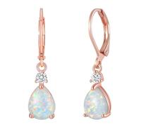 Pendientes de lágrima chapados en color elegante que añaden un toque bohemio a tu atuendo, aretes colgantes de aleación de ópalos de fuego con piedra de oro rosa a la moda, as description, Plástico