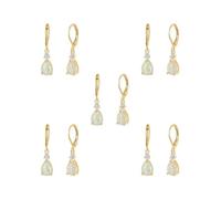 Pendientes de lágrima chapados en color elegante que añaden un toque bohemio a tu atuendo, aretes colgantes de aleación de ópalos de fuego con piedra de oro rosa a la moda, as description, Plástico,