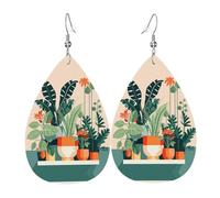 Pendientes de lágrima con diseño de dibujos animados de plantas verdes pequeñas, aretes de gota ligeros adecuados para regalos de Navidad y día de San Valentín