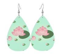 Pendientes de lágrima con flores de loto esperando a florecer, aretes de gota ligeros adecuados para regalos de Navidad y día de San Valentín