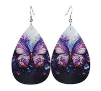 Pendientes de lágrima con flores de mariposa moradas, ligeros, adecuados para regalos de Navidad y día de San Valentín