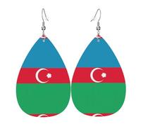 Pendientes de lágrima con la bandera de Azerbaiyán, ligeros, adecuados para regalos de Navidad y San Valentín