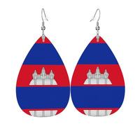 Pendientes de lágrima con la bandera de Camboya, ligeros, adecuados para regalos de Navidad y día de San Valentín