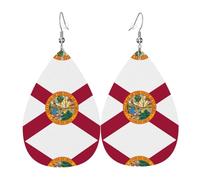 Pendientes de lágrima con la bandera de Florida, ligeros, adecuados para regalos de Navidad y día de San Valentín