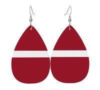 Pendientes de lágrima con la bandera de Letonia, ligeros, adecuados para regalos de Navidad y día de San Valentín