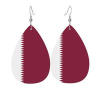 Pendientes de lágrima con la bandera de Qatar, ligeros, adecuados para regalos de Navidad y día de San Valentín