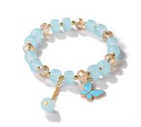Pendientes de lágrima con perlas 2024, pulsera de cristal de mariposa de jade de imitación para niños, pulsera de cuentas para adolescentes, A, Resina, No es una piedra preciosa