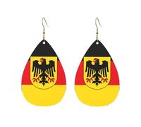 Pendientes de lágrima de acrílico con escudo de Alemania para mujer, aretes de acrílico retro, aretes ligeros de gota, talla única, Cuero sintético