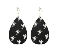 Pendientes de lágrima de acrílico con flor blanca para mujer, aretes de acrílico retro, aretes de gota ligeros, talla única, Cuero sintético