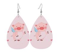 Pendientes de lágrima de cerdo volador de dibujos animados, aretes de gota ligeros adecuados para regalos de Navidad y día de San Valentín