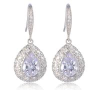 Pendientes de lágrima de circonita cúbica para mujer, plata de ley, circonita cúbica, diamantes de imitación, gancho de pez, aretes colgantes para novia, damas de honor, boda, fiesta, graduación