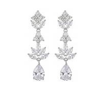 Pendientes de lágrima de circonita cúbica para novia, aretes de gota de cristal para novias, damas de honor y baile de graduación, One Size, Latón Metal, Circonita cúbica