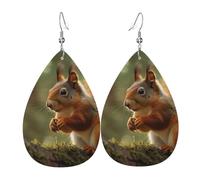 Pendientes de lágrima de cuero para mujer, aretes colgantes ligeros de ardilla del bosque de la vida silvestre, regalos de joyería de moda para mujeres y mujeres