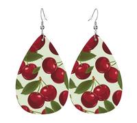 Pendientes de lágrima de cuero para mujer, aretes colgantes ligeros de cereza, joyería de moda, regalos para mujeres y mujeres