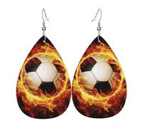 Pendientes de lágrima de cuero para mujer, aretes colgantes ligeros de fútbol ardiente, joyería de moda, regalos para mujeres y mujeres
