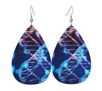 Pendientes de lágrima de cuero para mujer, aretes colgantes ligeros de hélice genética de ADN, joyería de moda, regalos para mujeres y mujeres