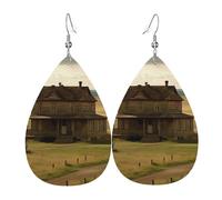 Pendientes de lágrima de cuero para mujer, aretes colgantes ligeros de House On The Prairie, joyería de moda, regalos para mujeres y mujeres