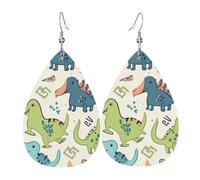 Pendientes de lágrima de cuero para mujer, bonitos aretes colgantes ligeros de dinosaurio, joyería de moda, regalos para mujeres y mujeres