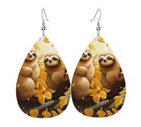 Pendientes de lágrima de cuero para mujer, bonitos perezosos de dibujos animados, ligeros, aretes colgantes de joyería de moda para mujeres y mujeres