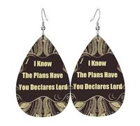 Pendientes de lágrima de cuero para mujer, con texto en inglés "I Know The Plans Have You Declares Lord", ligeros, joyería de moda, regalos para mujeres y mujeres