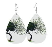 Pendientes de lágrima de cuero para mujer, diseño de árbol grande que sopla en el viento, ligeros, joyería de moda, regalos para mujeres y mujeres