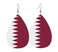 Pendientes de lágrima de cuero para mujer, diseño de bandera de Puerto Rico, ligeros, accesorios de joyería, talla única, Cuero