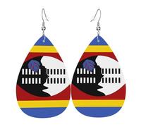 Pendientes de lágrima de cuero para mujer, diseño de bandera de Puerto Rico, ligeros, accesorios de joyería, talla única, Cuero