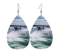 Pendientes de lágrima de cuero para mujer, diseño de cataratas del Niágara, ligeros, joyería de moda, regalos para mujeres y mujeres